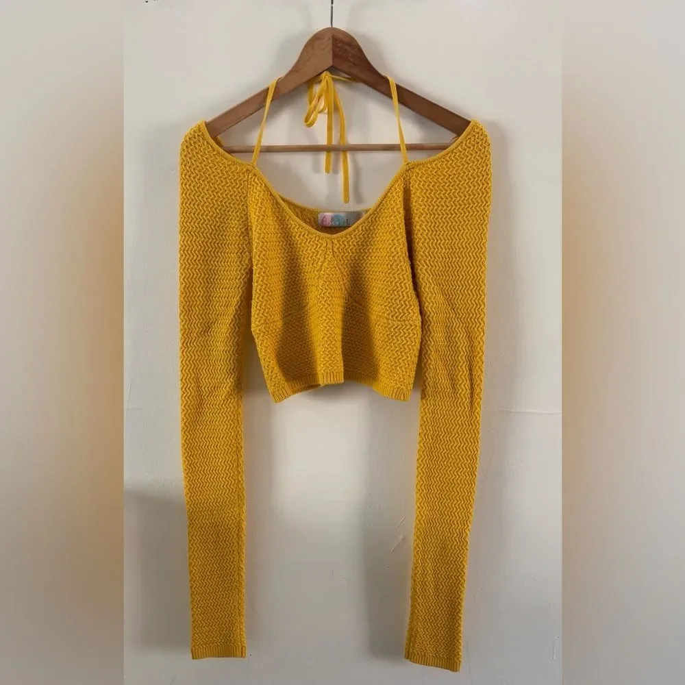 Free People Beach Cropped Sweater Top Small